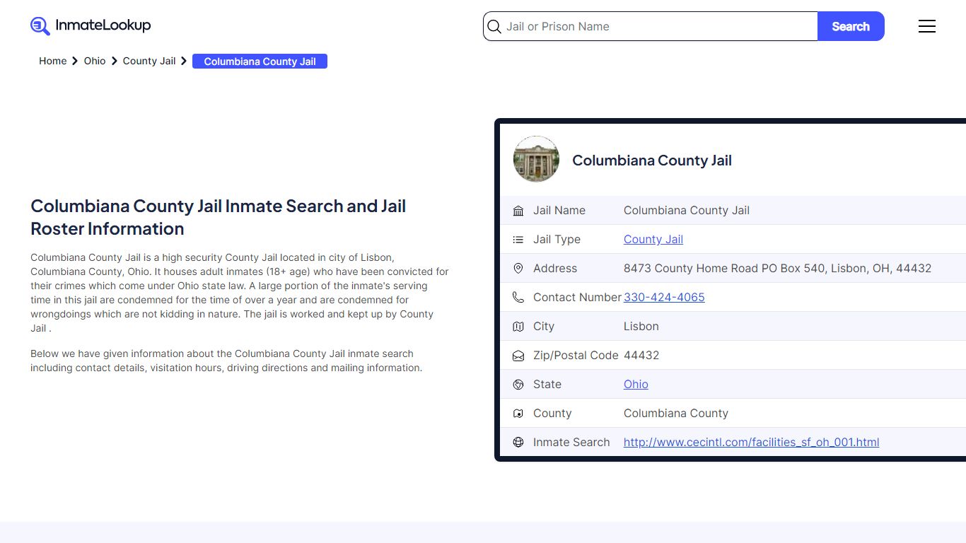 Columbiana County Jail Inmate Search, Jail Roster, Bookings, Arrests ...